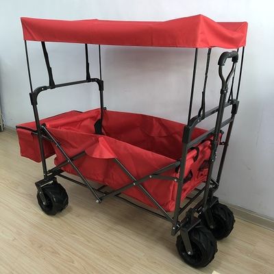 Tkanina PVC Duży składany wagon Utility Przenośny wagon plażowy z osłoną Czerwony
