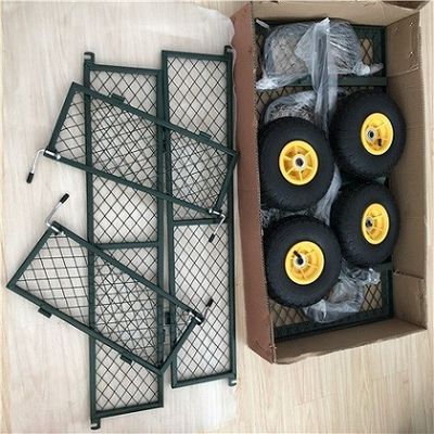 Heavy Duty 50L Garden Mesh Cart Yard Stalowa siatka Wagon Outdoor z 4 kołami