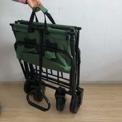 Rekreacyjny składany wagon plażowy Zielony wagon użytkowy z kołem pneumatycznym 80 kg