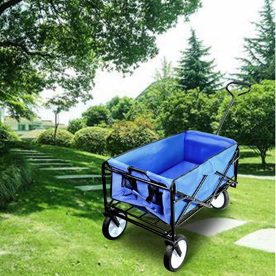 Przenośny niebieski składany wagon turystyczny Heavy Duty składany wagon na cztery koła