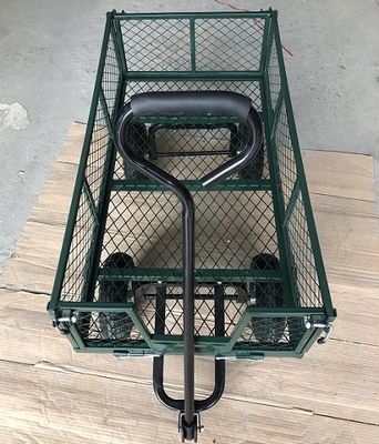 50L Utility Mesh Steel Garden Cart Składany wózek użytkowy z wyjmowanymi bokami i kółkami o rozmiarze 4,10/3,50-4 cali