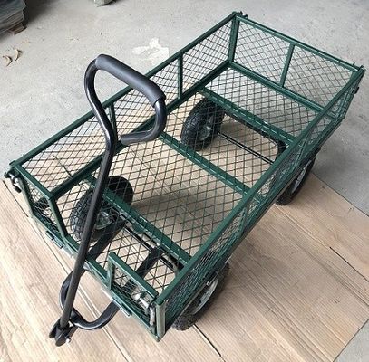 50L Utility Mesh Steel Garden Cart Składany wózek użytkowy z wyjmowanymi bokami i kółkami o rozmiarze 4,10/3,50-4 cali