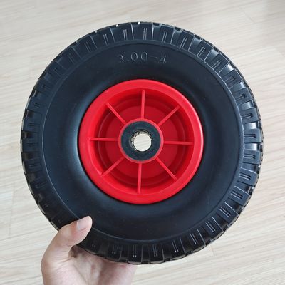 300-4 Red Rim Gumowe koło 10-calowa opona Wózek ogrodowy Taczki Pneumatyczne koła