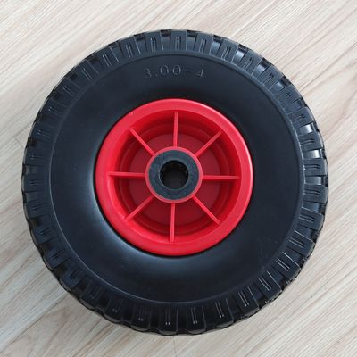 300-4 Red Rim Gumowe koło 10-calowa opona Wózek ogrodowy Taczki Pneumatyczne koła