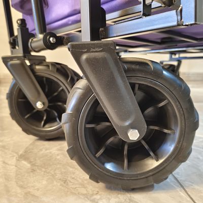 Wnętrze kempingowe składany wagon baldachim na górze regulowany uchwyt szerokie koło fioletowe